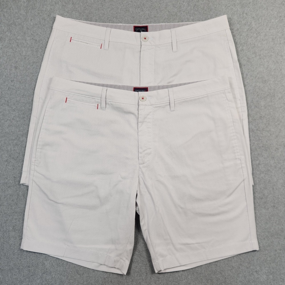 UNTUCKit Shorts Size 38 Gray White St Clement Chino Casual Summer Light Lot Of 2